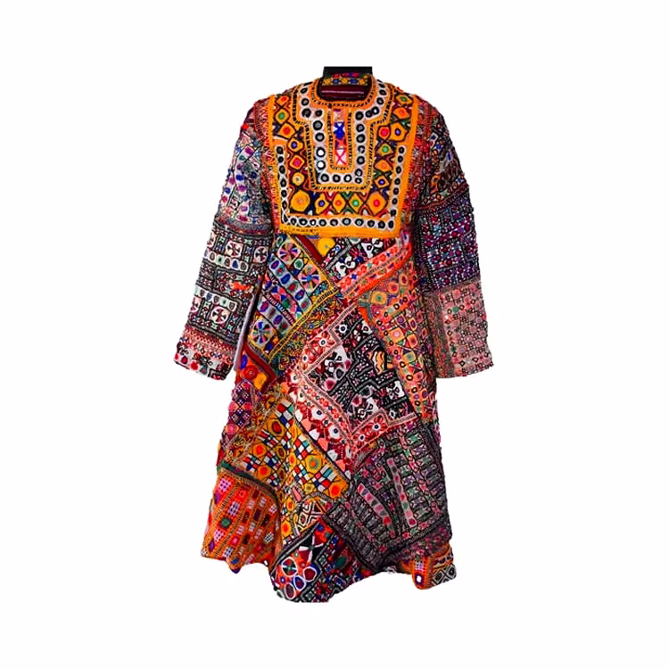 antique hand-embroidered afghani banjara dress for curated apparel lines