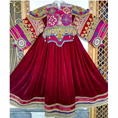 classic hand-embroidered afghani banjara dress for retail stores