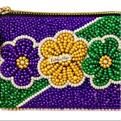 hand beaded mardi gras coin bags supplier