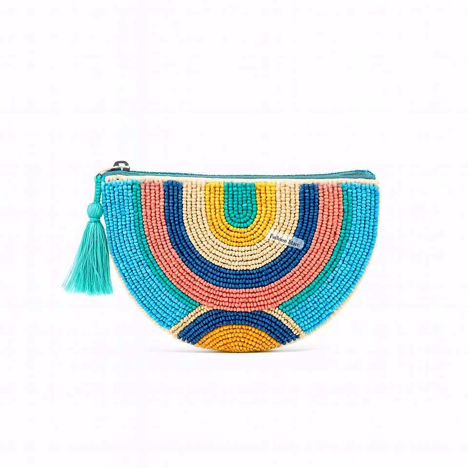 beaded rainbow clutch with tassel for boutique collections