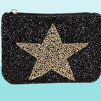 black beaded star coin purses for retail gift shops