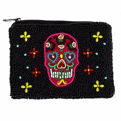 sugar skull seed-beaded coin purses supplier catalog