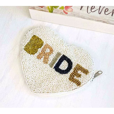 hand-beaded canvas mini coin purse for bridal collections