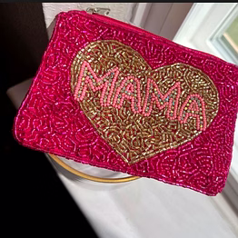 mini canvas seed-beaded coin pouches zippered wholesale