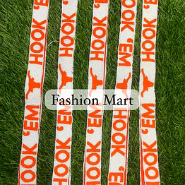 white & orange satin beaded lanyards for retail stores