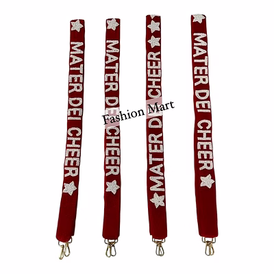hand-beaded red purse strap for cheer bags for retail stores