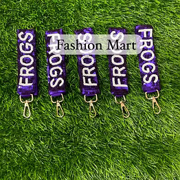 purple beaded 'frogs' keychains for retail stores