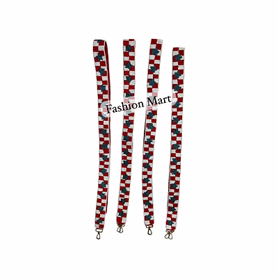 red and white beaded checkerboard bag straps supplier
