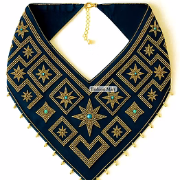 gold-beaded embroidered bandanas for ethnic accessory lines