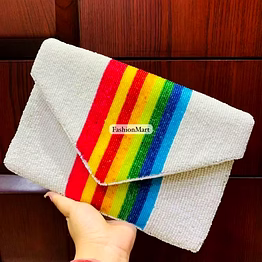 rainbow stripe hand-beaded clutches wholesale