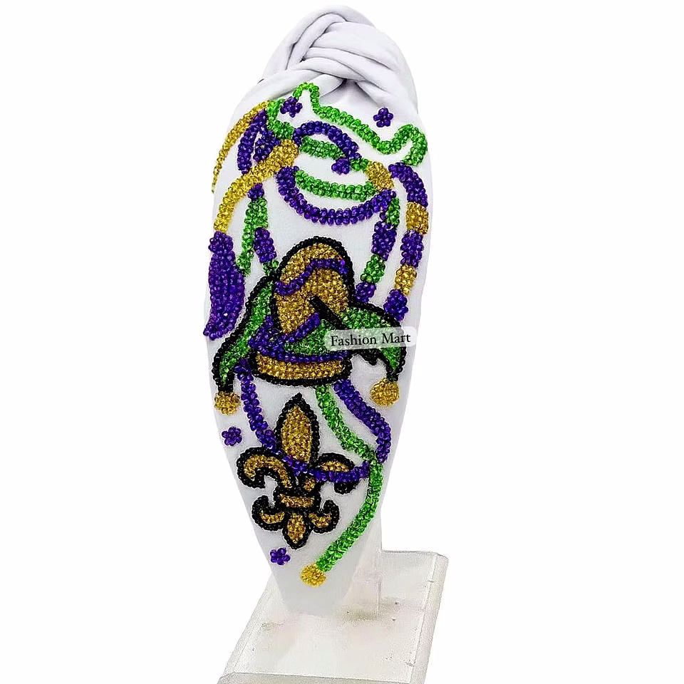 crystal knot turban headbands for mardi gras retail