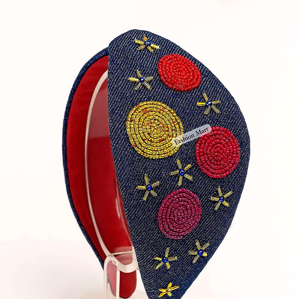 denim christmas tree beaded headbands for retail holiday lines