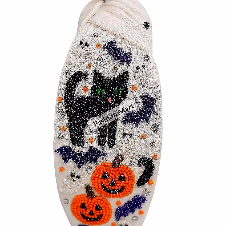 pumpkin-motif beaded headbands for boutique autumn collections