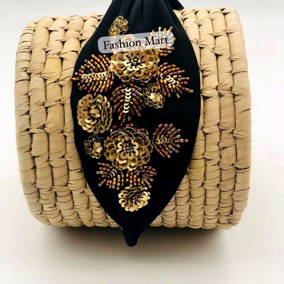 embellished turban headbands with hand-beading for boutiques