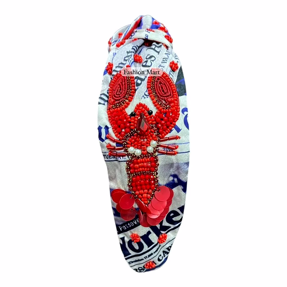 beaded crawfish print headbands for boutique collections