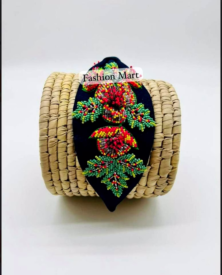 wide knotted star-beaded turban headbands for boutique collections