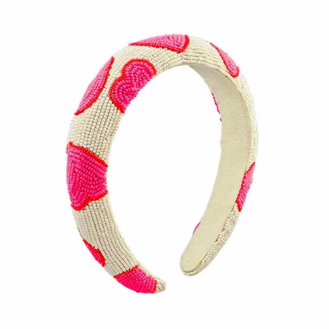 pink heart-bead headbands for kids accessories
