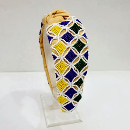 hand-beaded mardi gras pearl headbands supplier