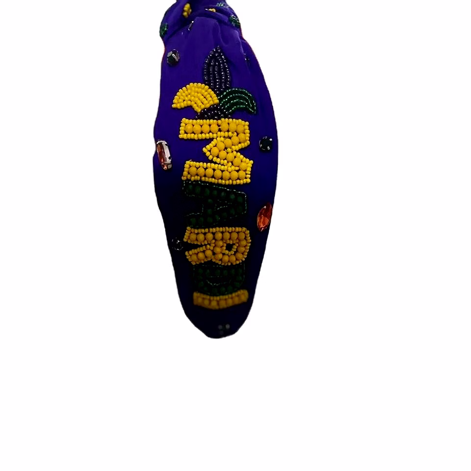 pearl beaded headbands for mardi gras event collections