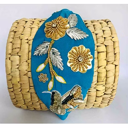 blue embroidered fabric headbands exporter