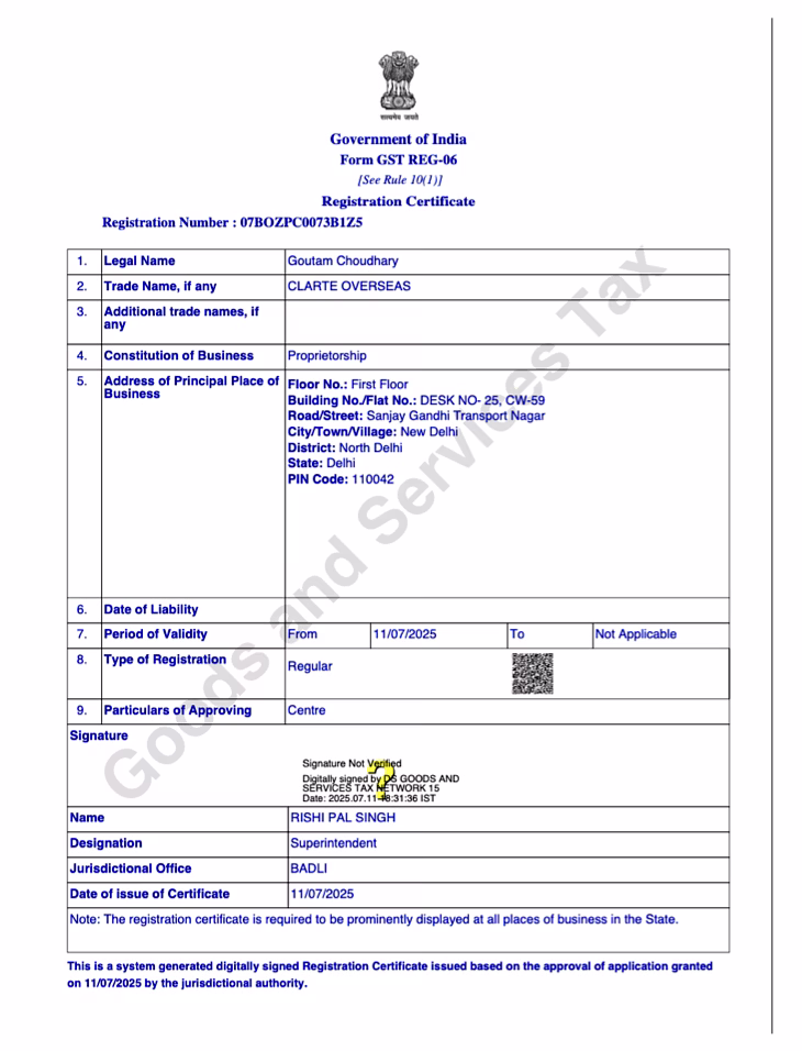 GST Certificate
