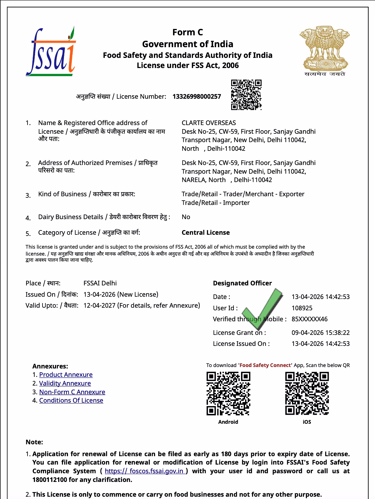 FSSAI License