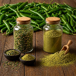 Green Chilli Powder & Flakes Bulk Supplier  | Dehydrated Spice Ingredient for Food Manufacturers