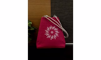 Rose-Mandala Jute Sling Bag