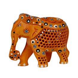 wooden undercut elephant with inlay design (trunk down)