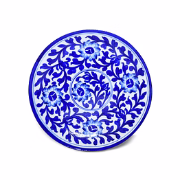 jaipur blue pottery decorative plate – handcrafted floral design
