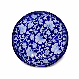 jaipur blue pottery decorative plate – white floral design