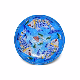 jaipur blue pottery decorative plate – handcrafted fish design