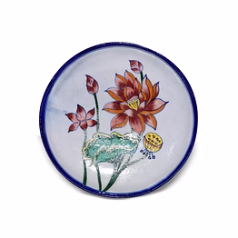 jaipur blue pottery decorative plate – hand-painted lotus design