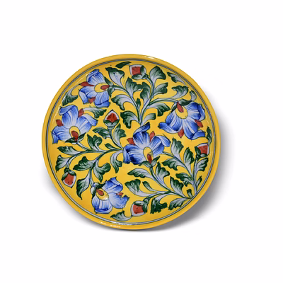 jaipur blue pottery decorative plate – multicolor floral design