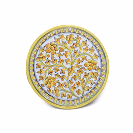 jaipur blue pottery decorative plate – yellow & orange floral design