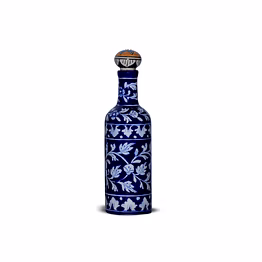 jaipur blue pottery decorative bottle – handcrafted floral elegance