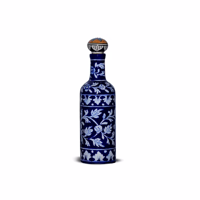jaipur blue pottery decorative bottle – handcrafted floral elegance