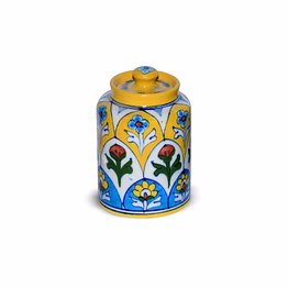 jaipur blue pottery handcrafted decorative storage jar (barni)
