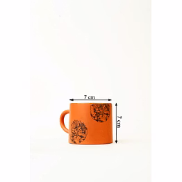 terracotta cup - with hand painted floral bloom design