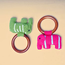 hand-crocheted elephant rattle
