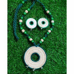 Handcrafted Banana Fibre Jewelry Set – Circular Design