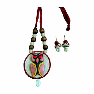 Handcrafted Banana Fibre Owl Necklace Set – Sustainable Jewelry