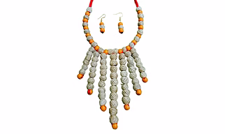 Handcrafted Banana Fibre Beaded Necklace Set