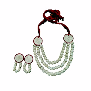 Handcrafted Banana Fibre Necklace Set - Natural Color