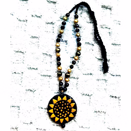 handcrafted terracotta sunflower pendant necklace