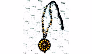 Handcrafted Terracotta Sunflower Pendant Necklace