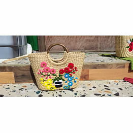 handcrafted kauna grass round handle bag