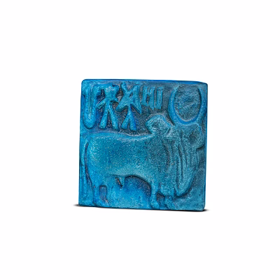delhi blue pottery mohenjo-daro wall plaque (bull design)
