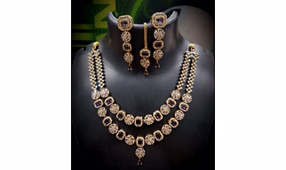 Double Layer Square AD Necklace