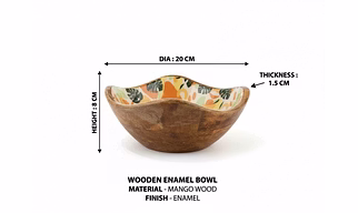 Wooden Bowl With Enamel